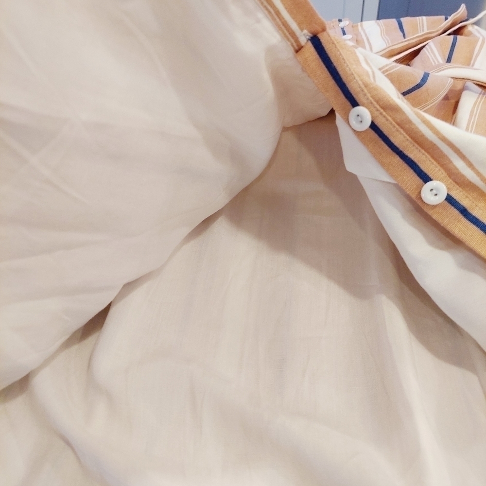 Lost + Wander Sun Dress XS Peach Stripe Button Front Lined Linen Blend NWOT - Picture 10 of 14